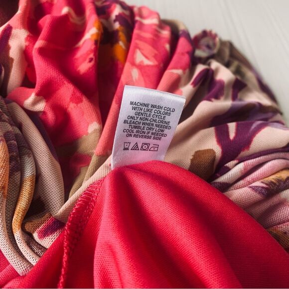 Floral Print Off the Shoulder MIDI Dress Sz L High waist Babydoll Style Coquette - Picture 9 of 12